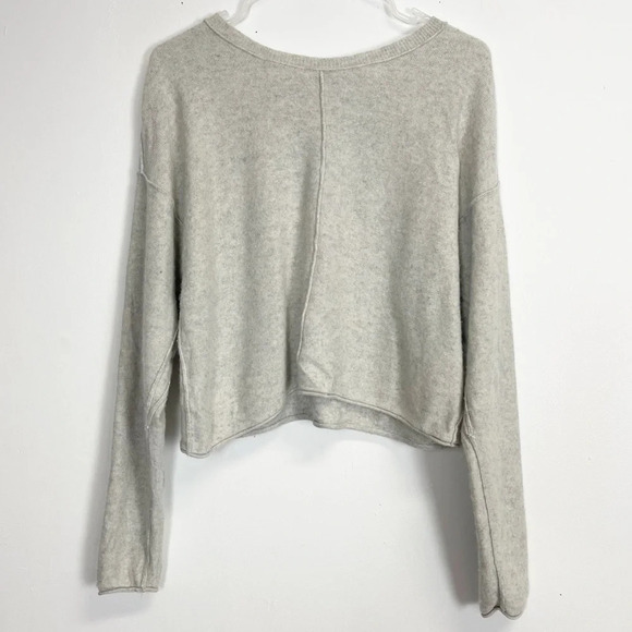 Free People Sweater Womens Size Large Gray Crop Cashmere Silk - Picture 1 of 7
